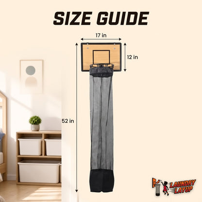 Size guide: backboard 17 x 12 inches, net 52 inches long